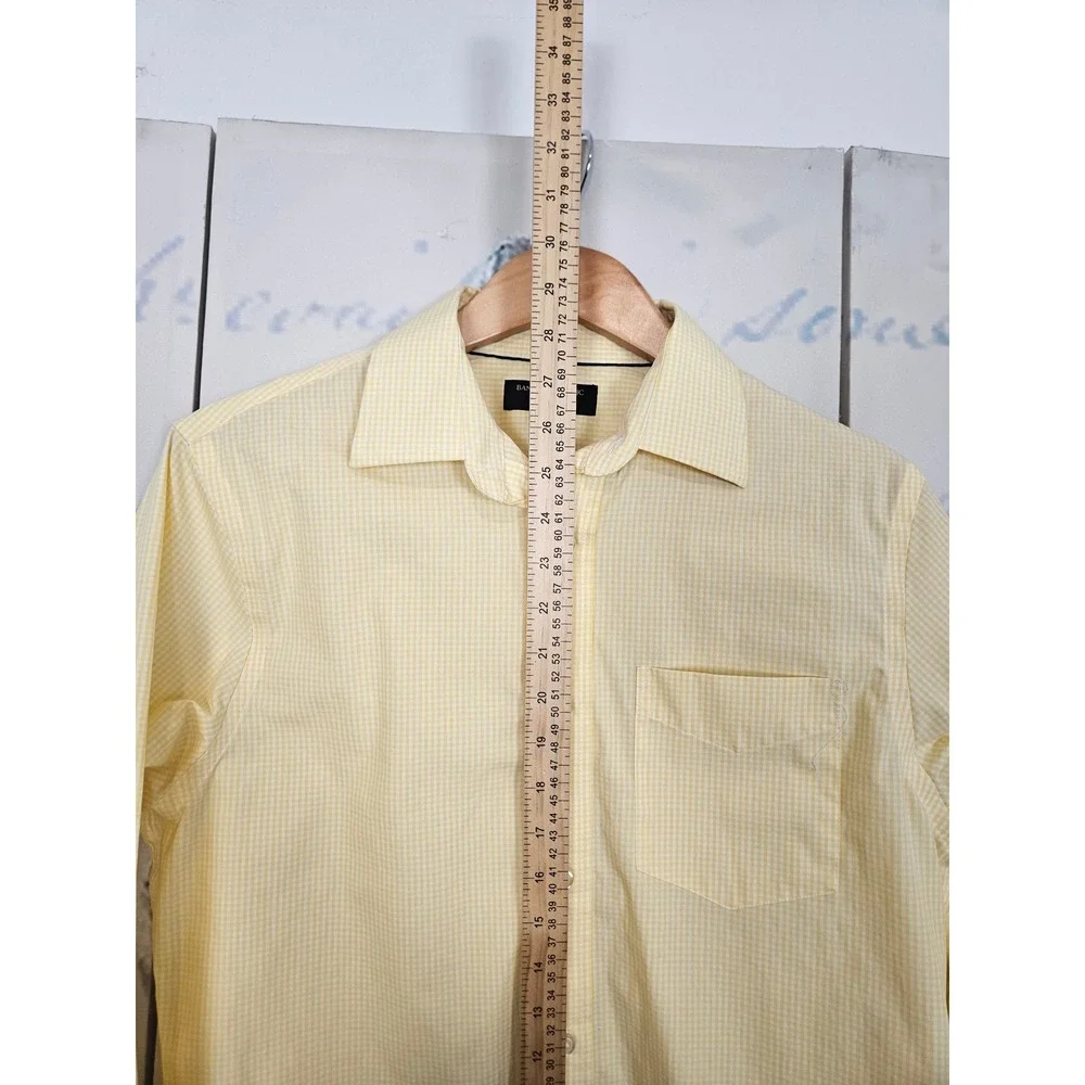 Banana Republic Button Down Shirt S Yellow Gingham Slim Fit Non Iron Cotton